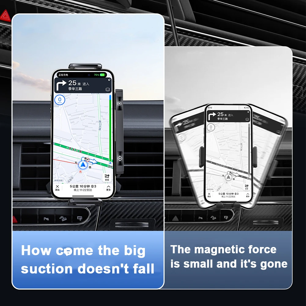 

Car Wireless Charger 15W Dual Coil Car Vent Phone Mount One-Touch Rotatable Air Vent Cell Phone Mount for Fold Screen Phone