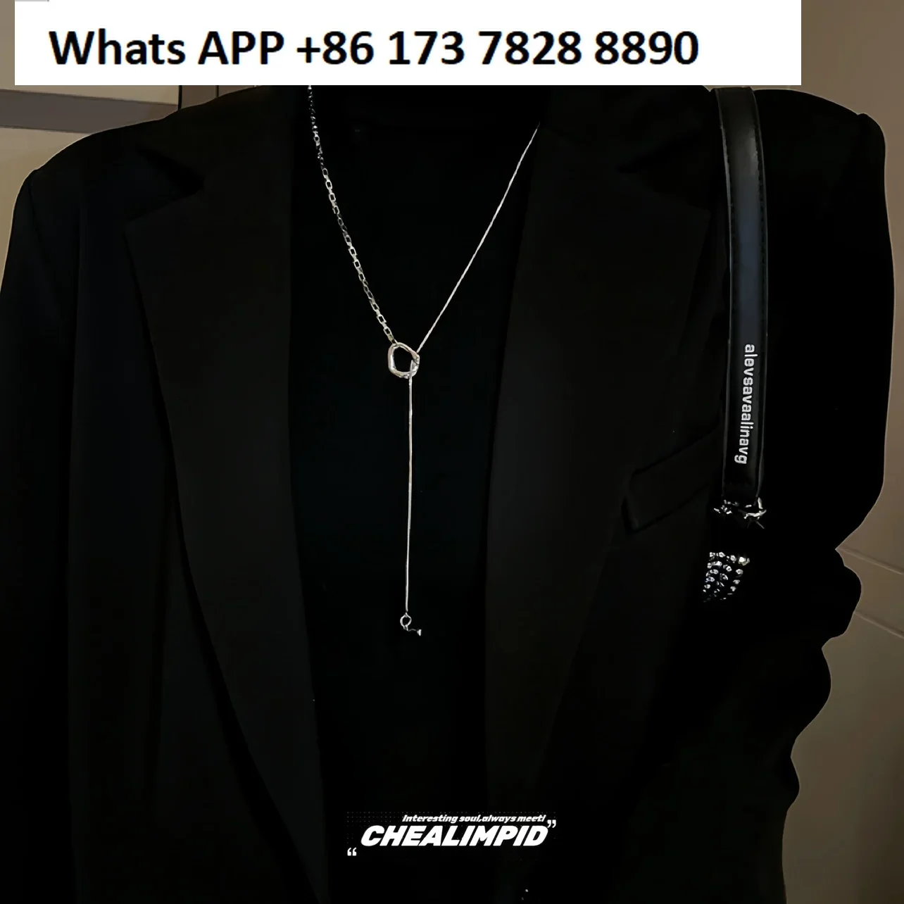 design OT buckle autumn and winter light luxury necklace high-end hip-hop trend simple long men's and women's sweater chain