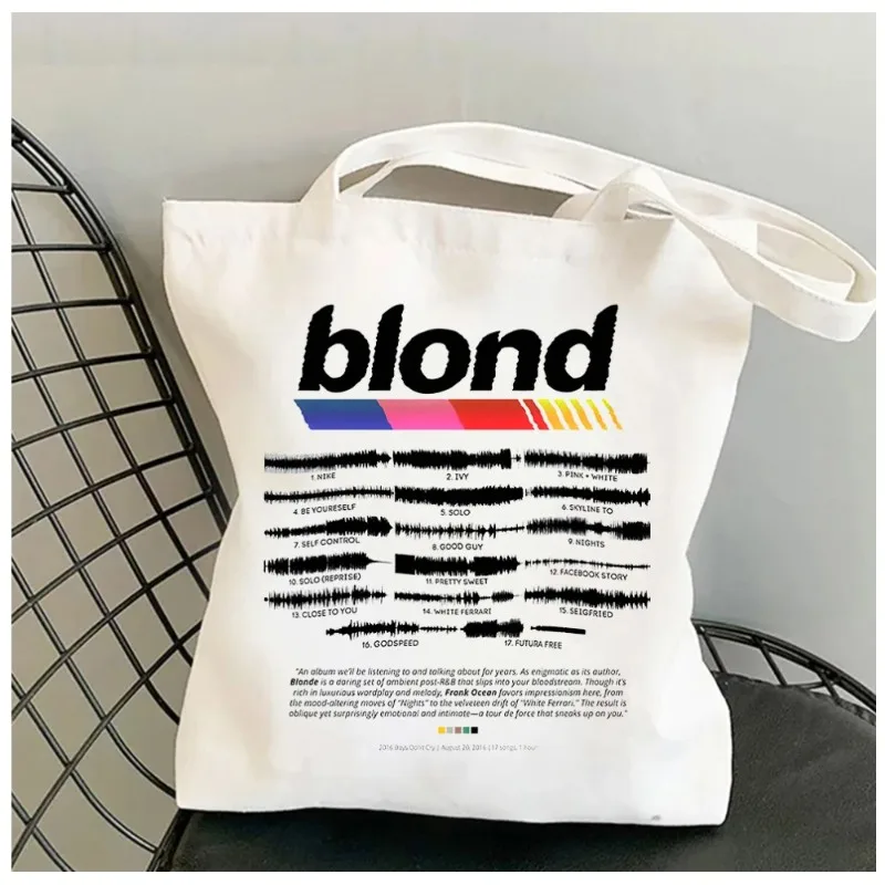 Frank Ocean Blond Album Apparel Women Shoulder Bags Kawaii Shopper Shopping Canvas Bag Casual Shoulder Bag Fashion Girl Handbags