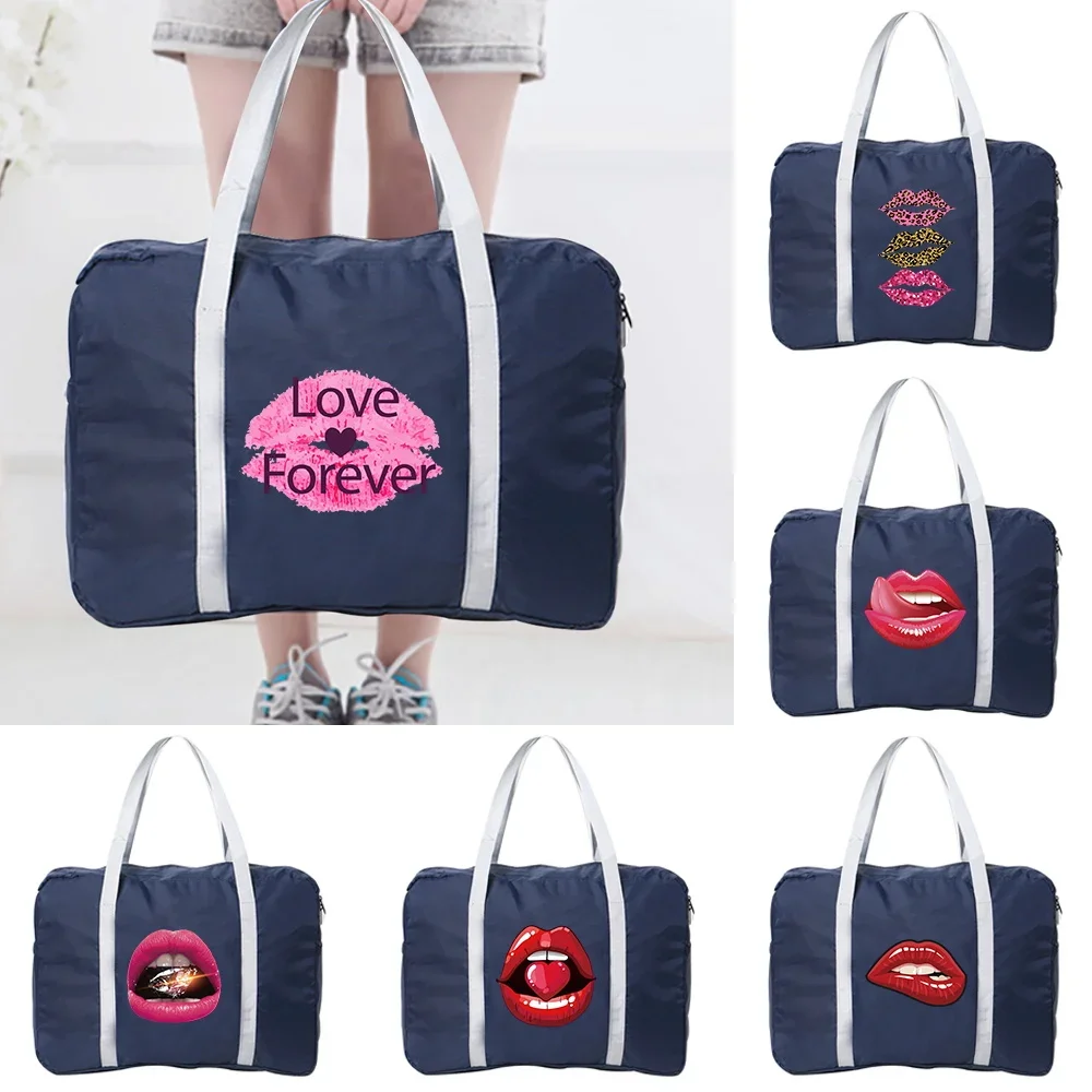 Duffle Bag Travel Boston Bag Foldable Airlines Carry Bags Women Lightweight Sports Weekend Overnigh Bags Mouth Printing Series