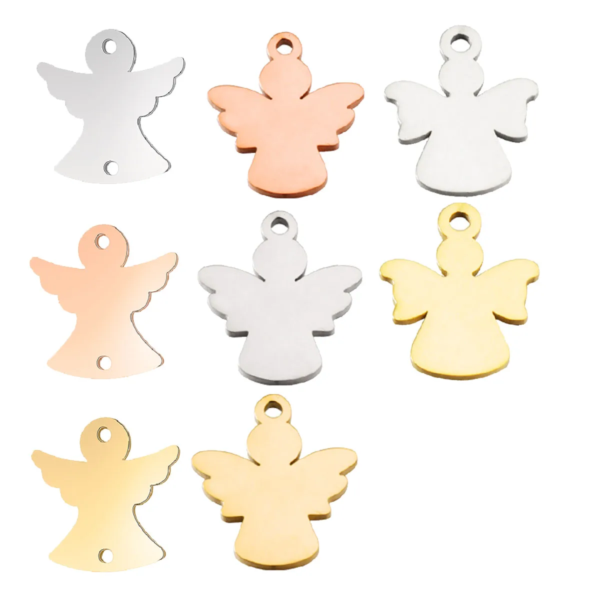 10Pcs Stainless Steel Charms Mirror Polish 4 Colors Angel Pendants for DIY Jewelry Making Accessories Connectors Wholesale Gifts