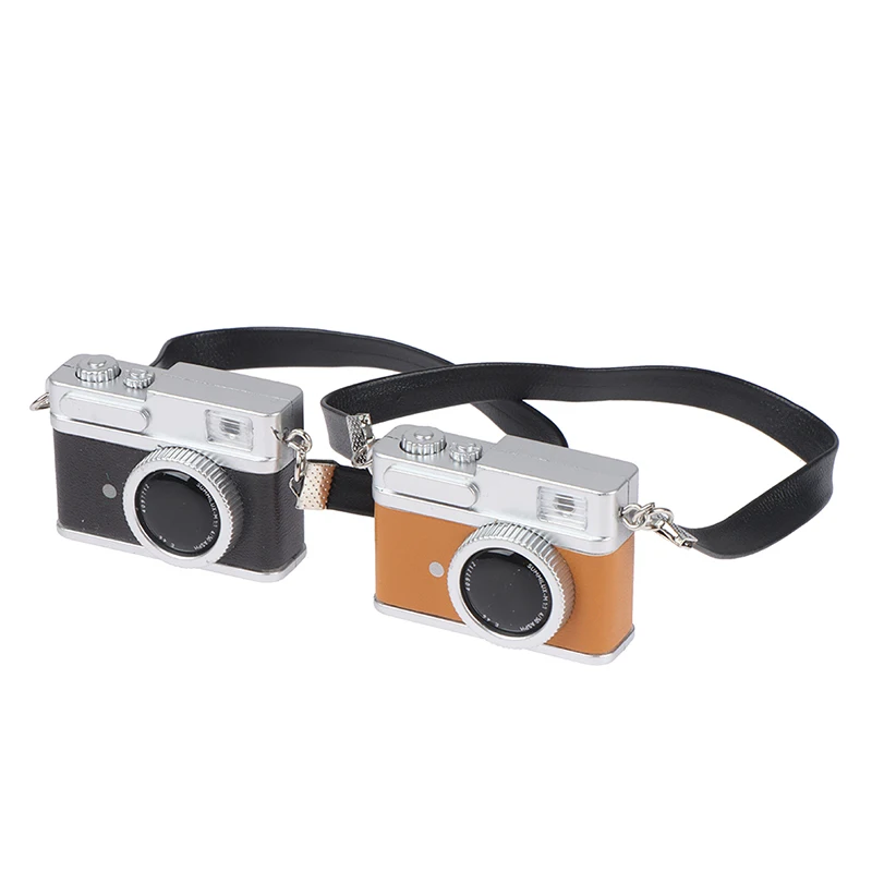 1Pc Mini Doll Accessories Camera Model Dollhouse Miniature Retro Camera Decor Toy Can Shine For Children Gift