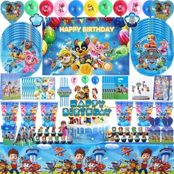 PAW Patrol-Decoración de fiesta de cumpleaños, placa de pajitas de plástico, pegatinas para servilletas, globos de perro de dibujos animados, decoración de pasteles, suministros para eventos