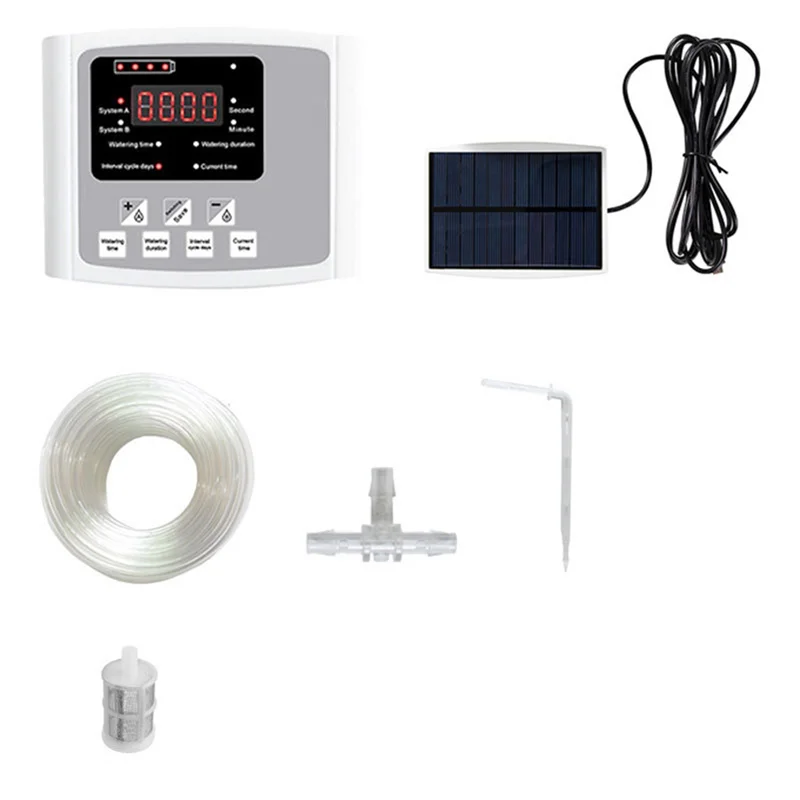 

A21I-1Set Double Pump Controller Timer System Solar Energy Intelligent Automatic Watering Grey