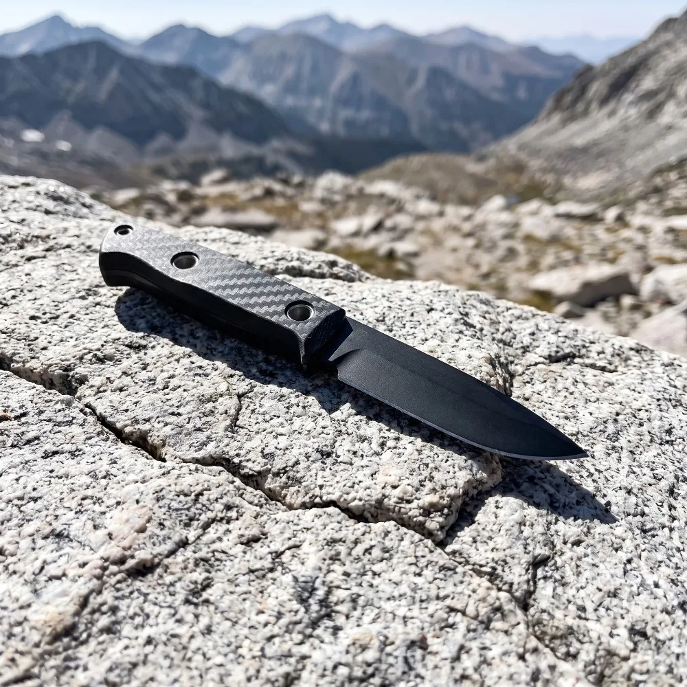 163BK Outdoor Hunting Straight Knife Nylon Fiber Handle Durable Kydex Sheath Everyday Carry Fixed Blade