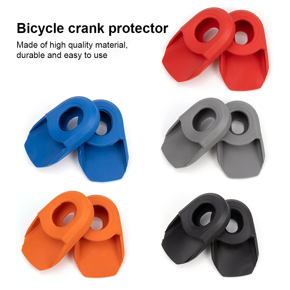 VIARON 2 Pieces Bike Crank Arm Protector Mountain Bicycles Cycling Cap Elastic Cover Reusable Outdoor Guard Boot Parts  Red