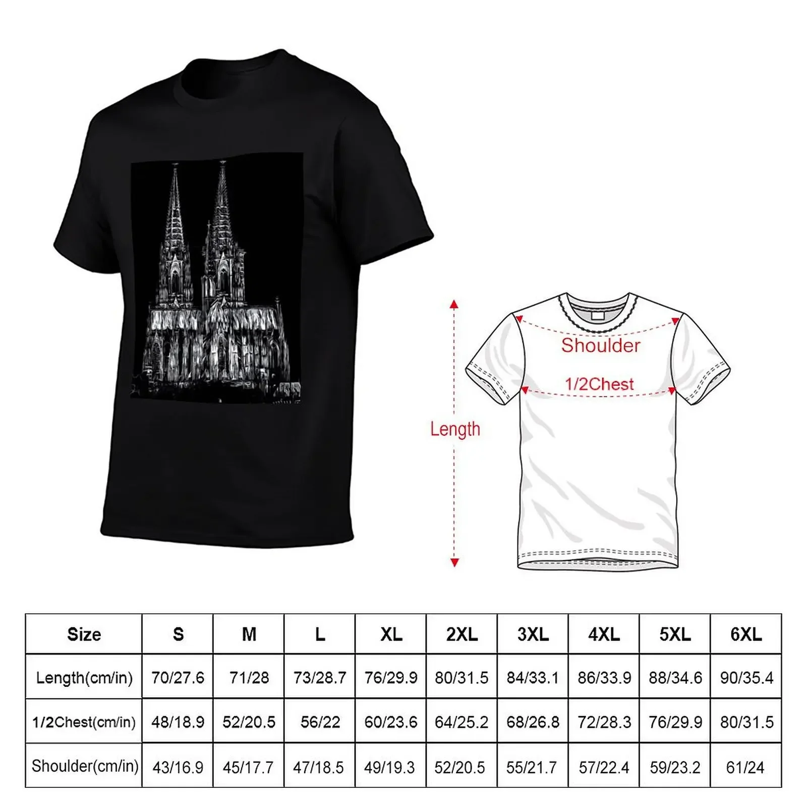 Cologne Cathedral Black and White - K?lner Dom Schwarzwei? T-Shirt korean fashion tops mens white t shirts