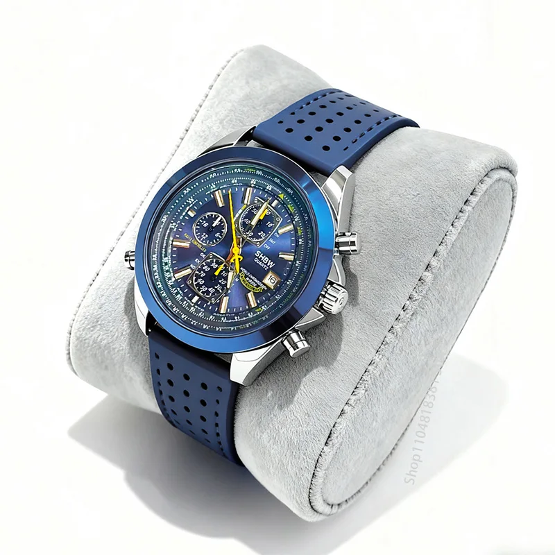 

Hot Selling SHBW New Men Luxury Trend Quartz Clock Luminous Calendar Chrono Multi- function Fancy Leather Strap Watchwrist