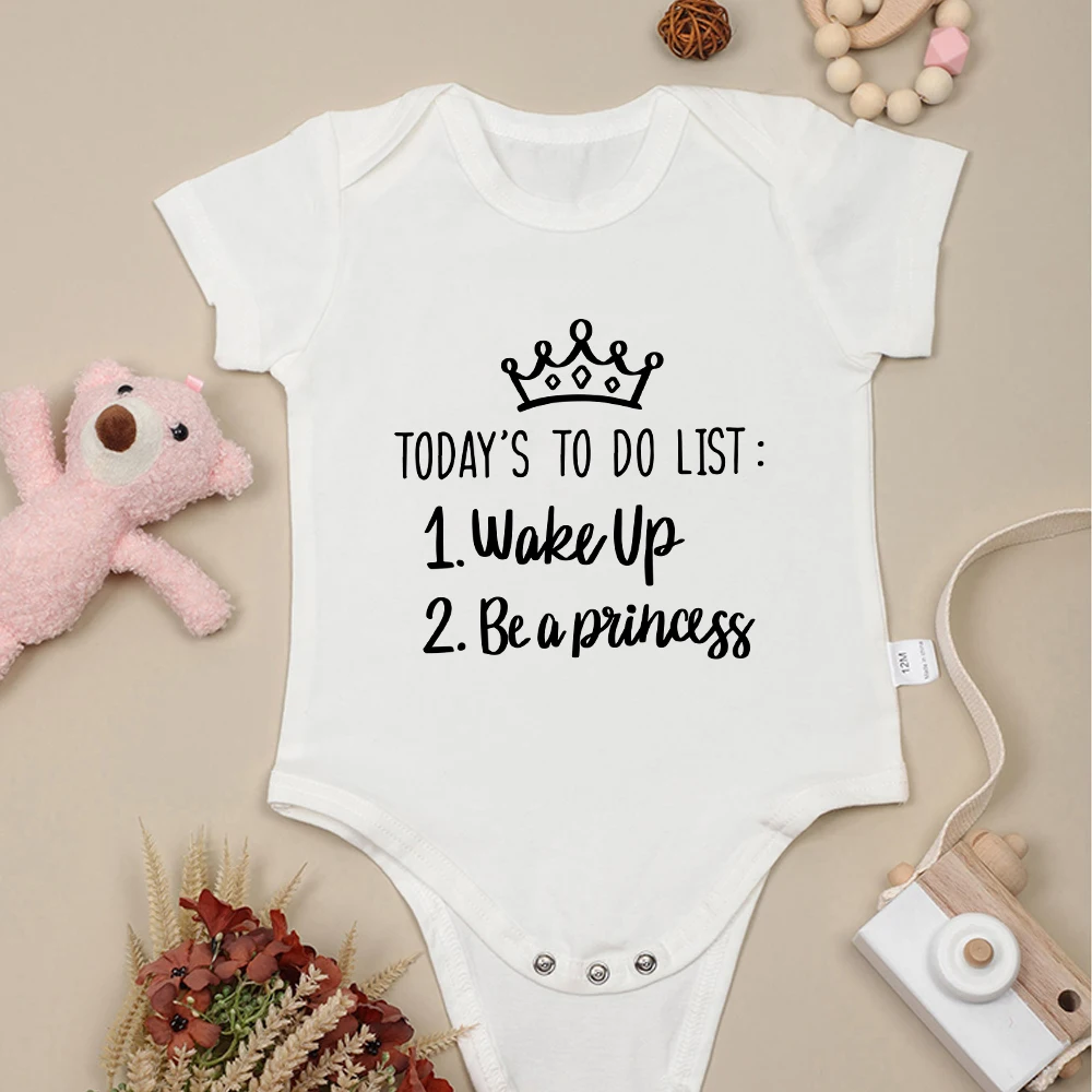 Wake Up Be A Princess Fun Cute Baby Girl Clothes Cotton Onesie Loose Comzy High Quality Newborn Pajamas 0-24 Months Bodysuits