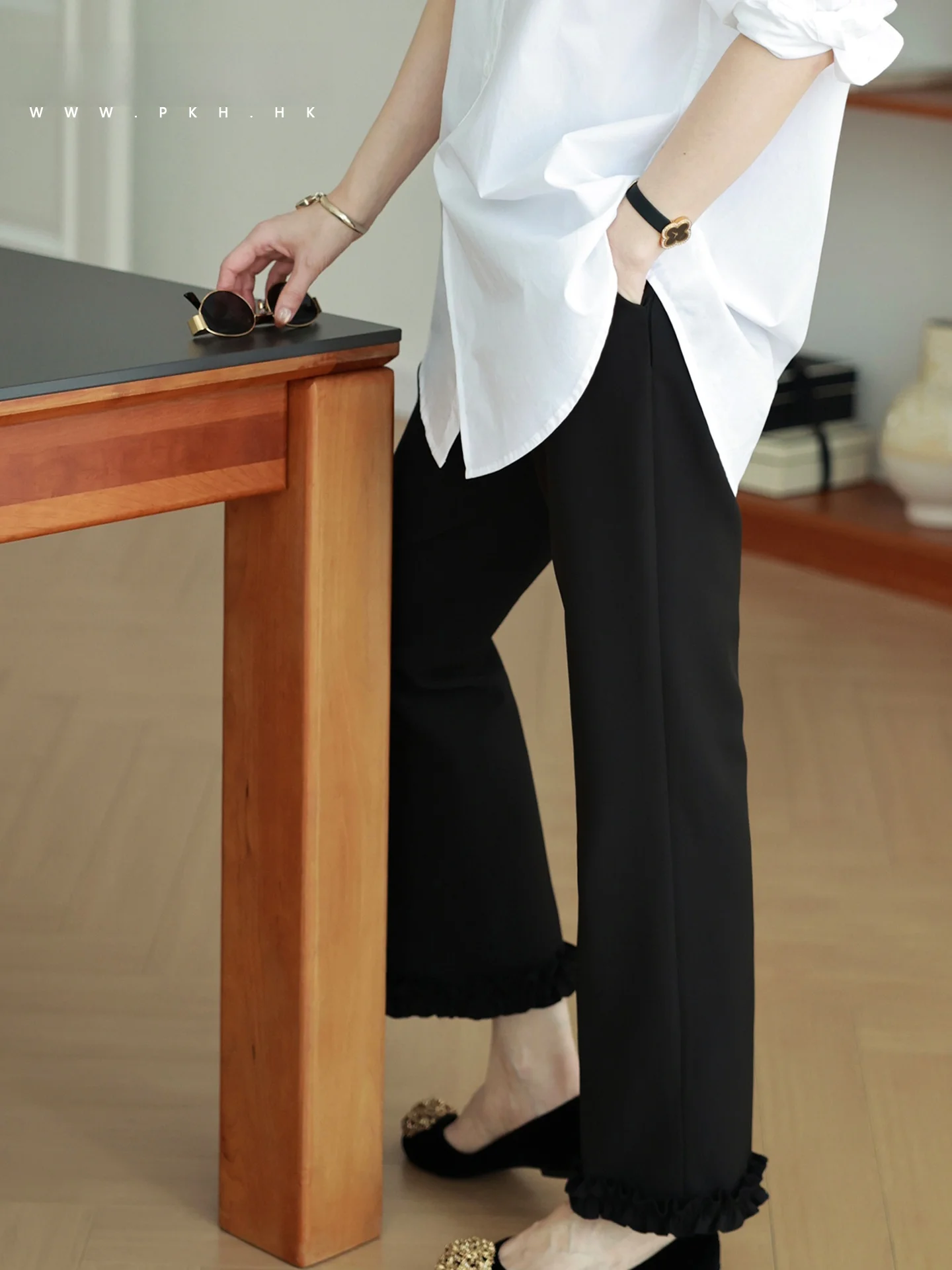 

Новые женские повседневные брюки PKHHK Special Spring: прямые, зауженные, с декоративными элементами, универсальные, длиной 7/8