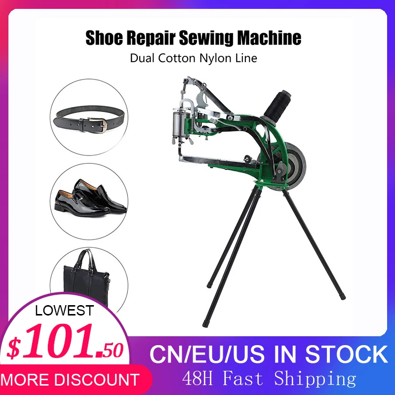 Hand Machine Cobbler Shoe Repair Machine Manual Mending Dual Cotton Nylon Line Shoe Sewing For Shoes Bags Cloth Leather Goods