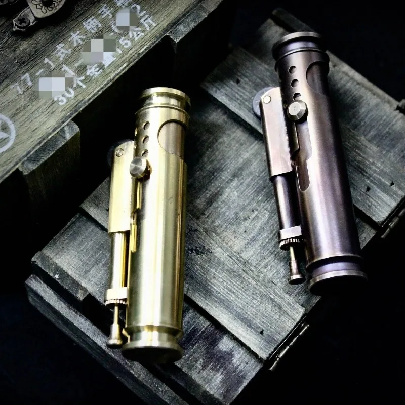 New Unusual Creative Trench Handmade Pure Copper Open Flame Lighter Retro Portable Windproof Collection Series Smoking Tools