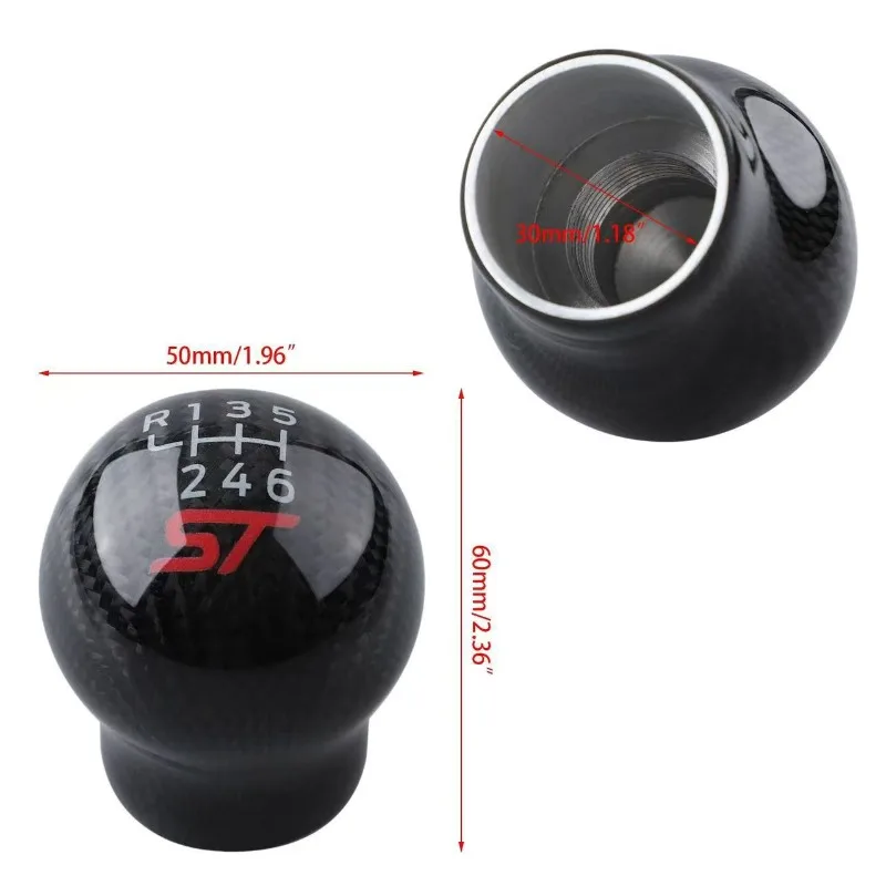 New 6 Speed Racing Carbon Fiber Gear Shift Knob For Ford Focus ST RS Fiesta Car Handball Aluminum Alloy view 6