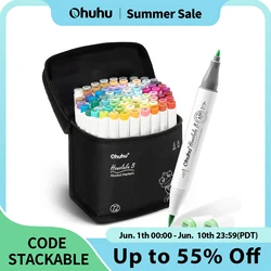 Ohuhu Honolulu B Marker Pen Set Color Markers Alcohol Art Markers Refillable Dual Tips Sketching Drawing Manga School Supplies
