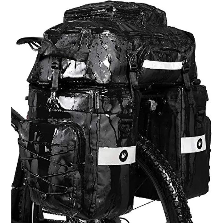 

Bike Pannier Bag Bicycle Rear Rack Bag Waterproof - 3 in 1 Cycling Multi Function Rear Seat Bag with Rain Cover