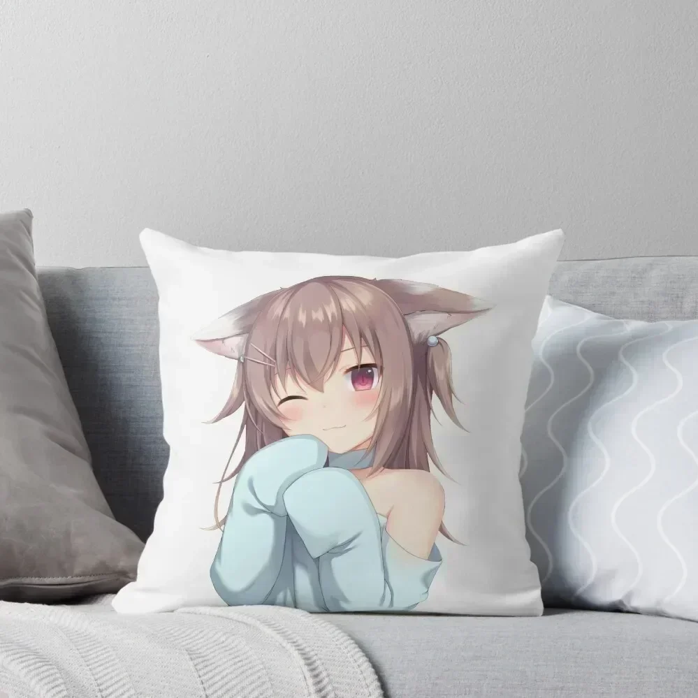 

Adorable Cat Neko Girl Throw Pillow pillow pillowcase Decorative pillowcase pillow
