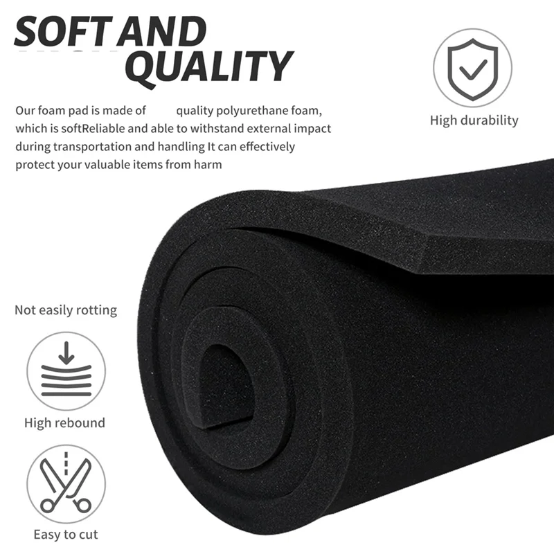 A76K Polyurethane Foam Board,40 X 30 X 2.5Cm Cuttable Foam Insert For Toolbox, Camera, Shockproof Cushioning