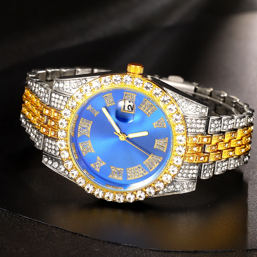 2024 Iced Out Watch Men Luxury Brand Full Diamond Mens Watches AAA CZ Quartz Men\'s Watch Waterproof Hip Hop Male Clock For Men