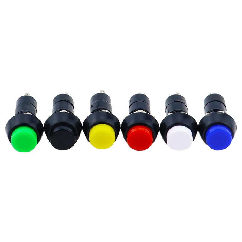 1PC PBS-11A PBS-11B 12mm Self-locking Self-Recovery Plastic Push Button Switch Momentary 3A 250V AC 2PIN 6Color