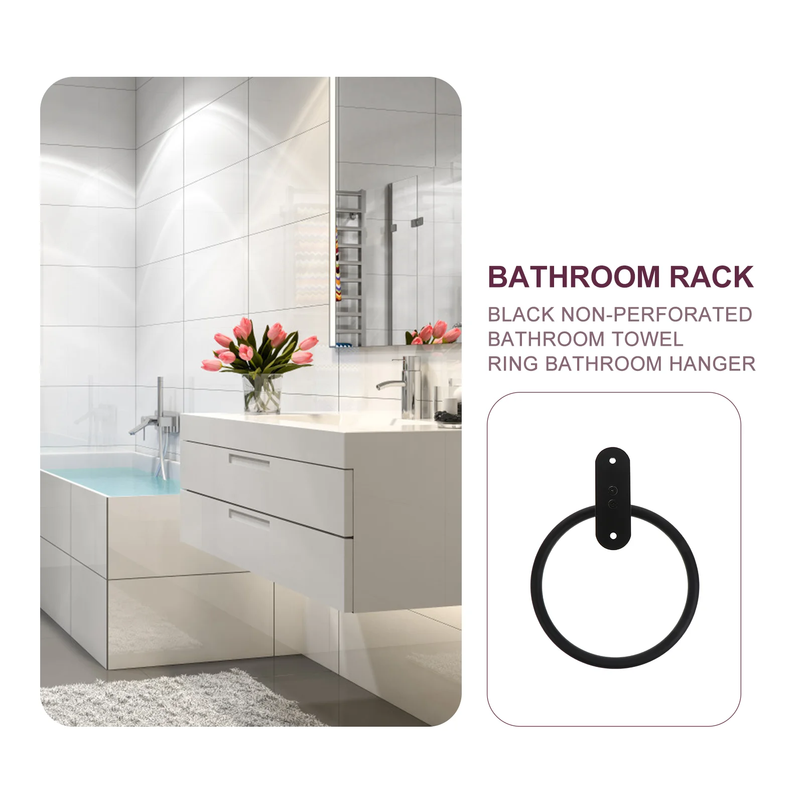 

1Set Modern Towel Ring Bathroom Towel Ring Sturdy Space Aluminum Anti-Rust Storage Wall Hanging Rack Storage Hanger