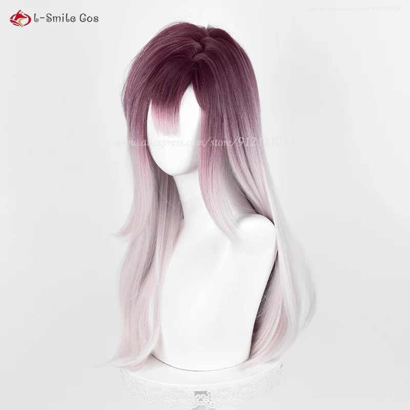 Game  Shalom Cosplay Wig 60cm Rose Gradient Pink Heat Resistant Synthetic Wigs Halloween Women Wigs + Wig Cap