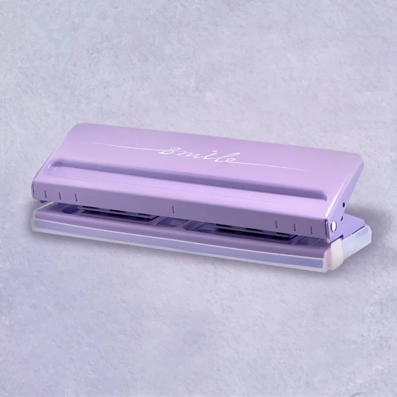 Practical 2026 Paper Hole Punch 6-hole Adjustable Color Single-page Scrapbook Office Stationery Metal Loose-leaf Hole Punch
