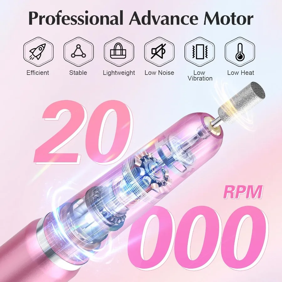 USB Electric Nail Drill Portable Electric Nail File for Acrylic Gel Nails Professional Drill Nail Kit Manicure and Ped