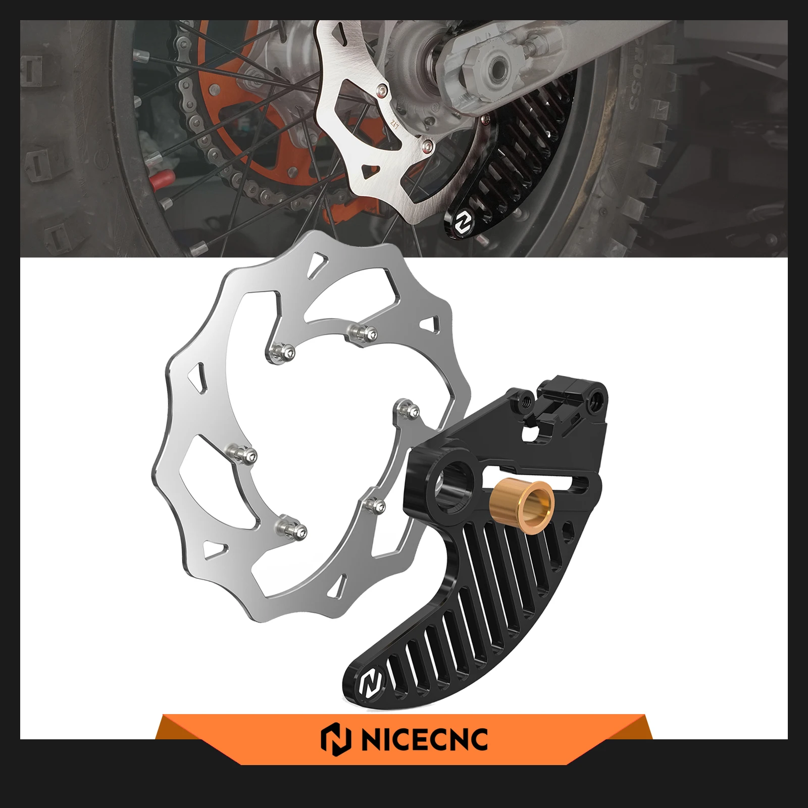 

NICECNC For 2024 KTM EXC 300 TPi 6D XCW XCFW EXCF 530 500 450 400 350 300 250 200 150 125 SX XC 2004-2024 Rear Brake Rotor Kit