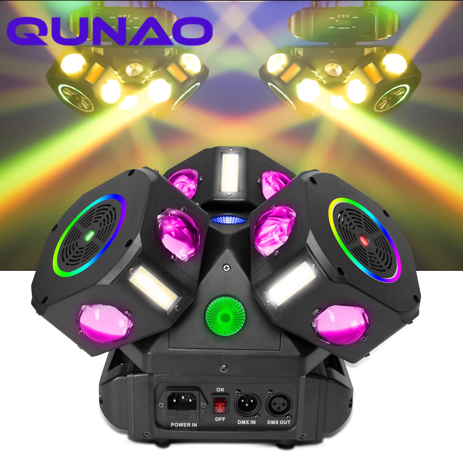 150W LED Strobe Rotation Disco Dmx Dyed Effect Light for Party Lights KTV Bar Laser Music Festival Moving Three Headed Pattern