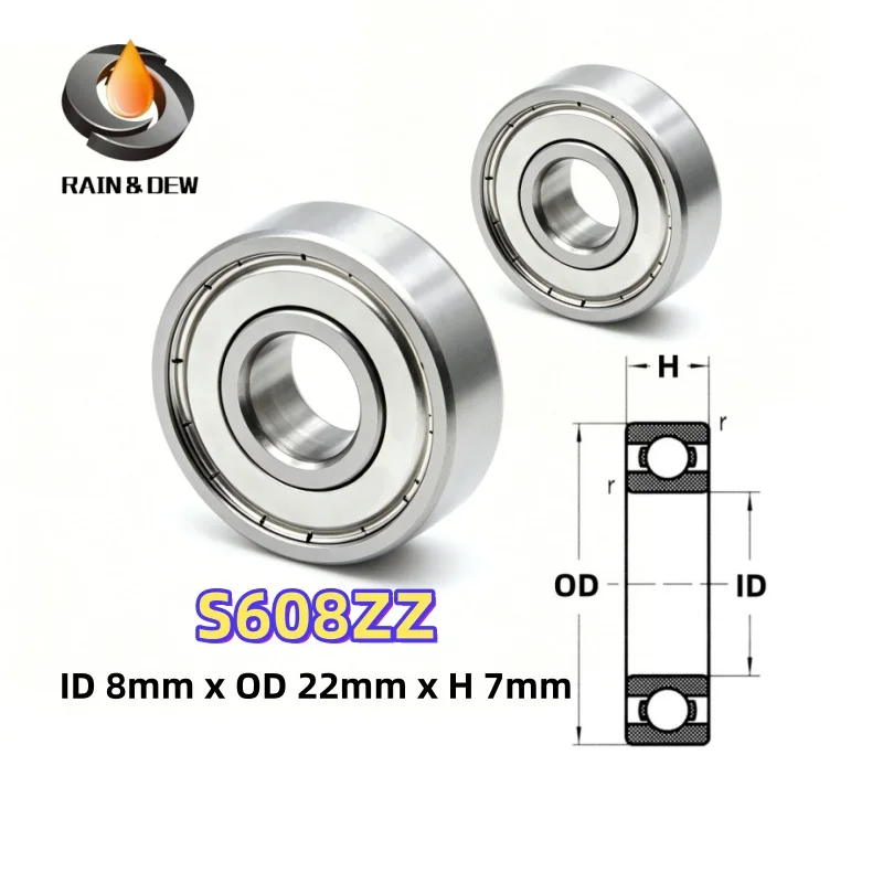 8 sztuk S608ZZ łożysko kulkowe ze stali nierdzewnej 608zz ABEC-9 8x22x7mm łożysko do rolek 608