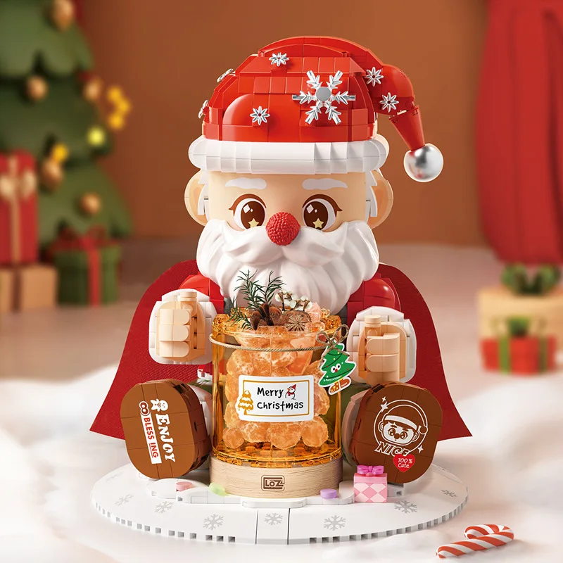 

LOZ-1958 Christmas Toys 1473PCS Santa Claus Christmas tree 3D stereoscopic drawing children and adults Christmas building blocks