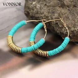 VONNOR Jewelry Hoop Earrings for Woman Multicolor Polymer Clay Korean Fashion Earrings Wholesale Gift Female Girls