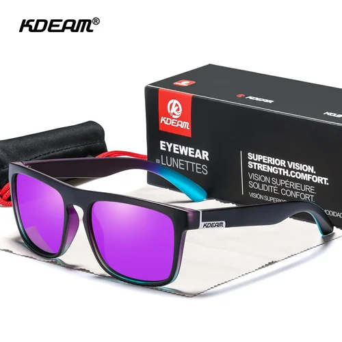 KDEAM Legend gafas de sol cuadradas lentes polarizadas para hombres mujeres deportes al aire libre pesca montañismo gafas de sol con caja de marca