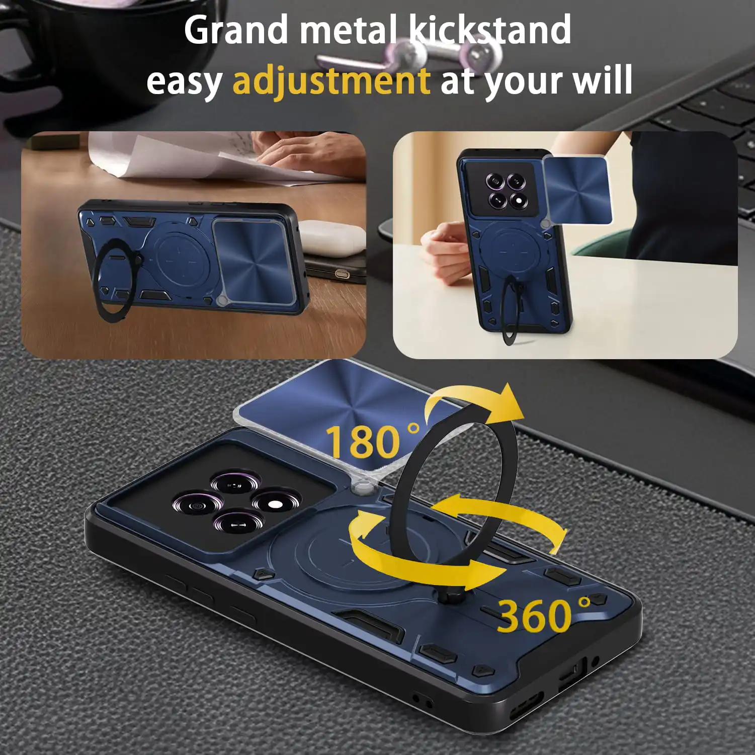 Oppo F29 마그네틱 슬라이드 카메라 보호 F29 Pro 커버 360 회전 킥 스탠드 갑옷 링 Funda Capa 용 케이스