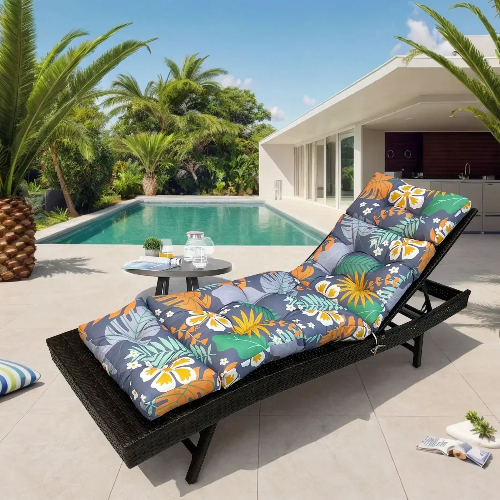 Outdoor Chaise Lounge Chair Cushions Thickened, Durable, And WeatherResistant Replacement Cushions With Secure Ties For Poolsid