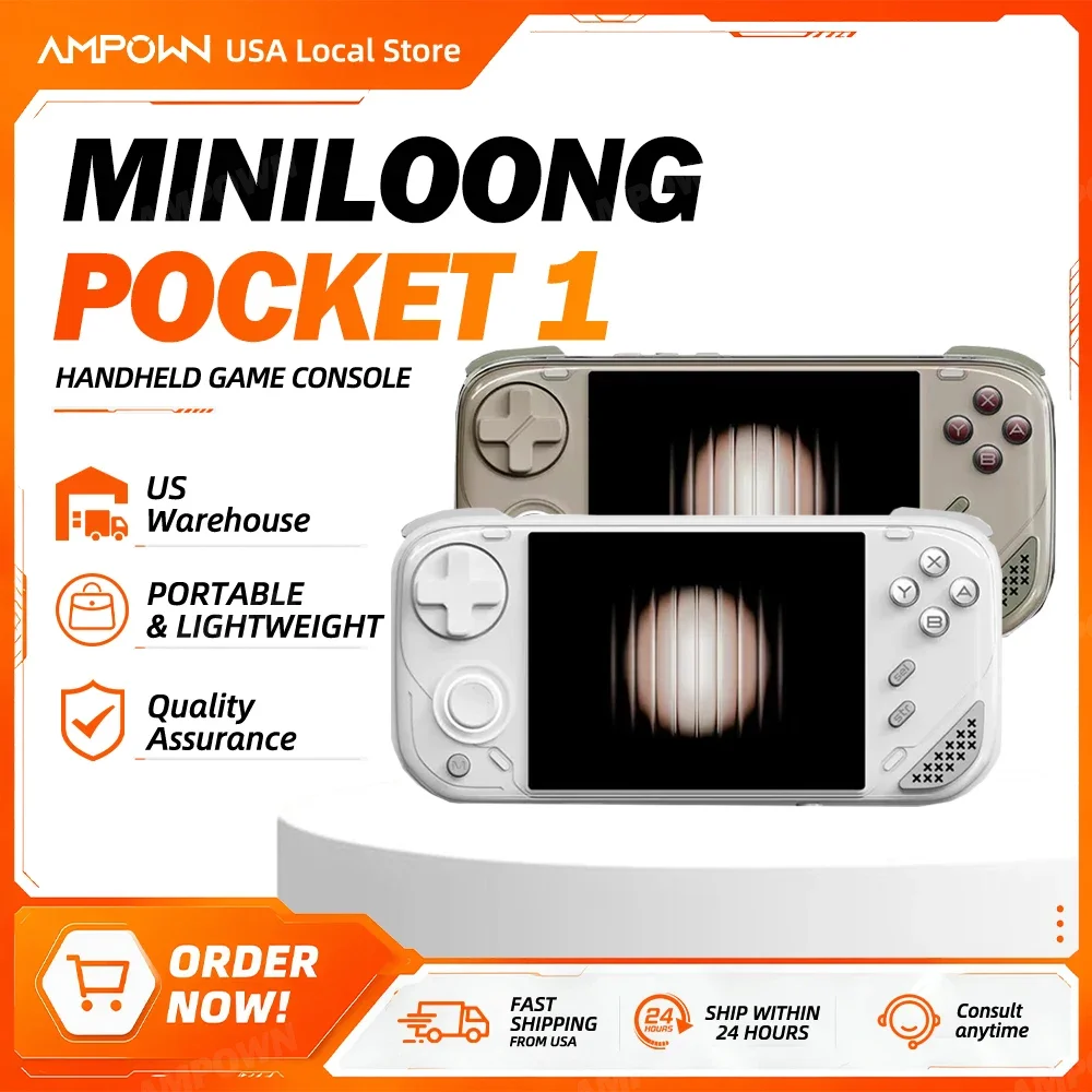 MINILOONG POCKET 1 Pocket Retro Gaming Player, 4'' 4:3 IPS HD Display, Modular Detachable Keys, LOONG OS Open Source OTA 4000mAh Mini Classic Emulator Console Gamer Gift