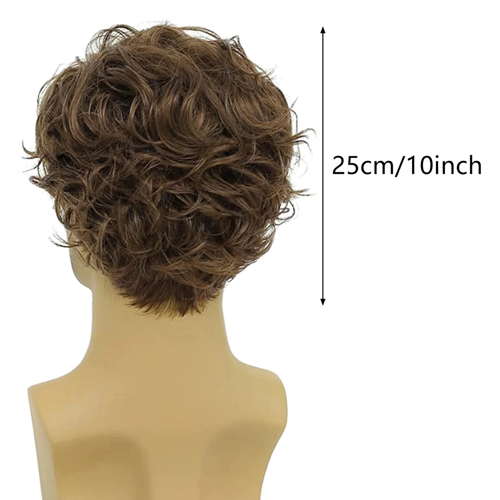 Men's Wig Short Fluffy Brown Rocker Wigs Long Bangs Naturally Curl Fake Hair Replacement For Men Boys Daily Use Hair Styling image 6