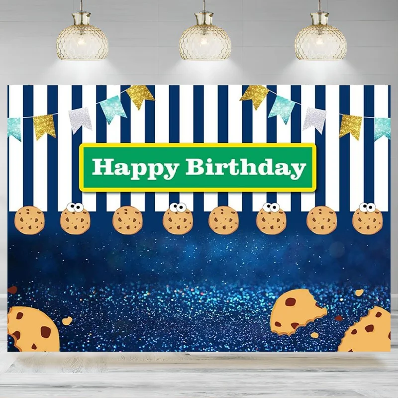 Blue White Stripe Bokeh Shining Spots Gold Glitter Flags Photography Backdrop Cookies Carnival Fiesta Background Birthday Banner