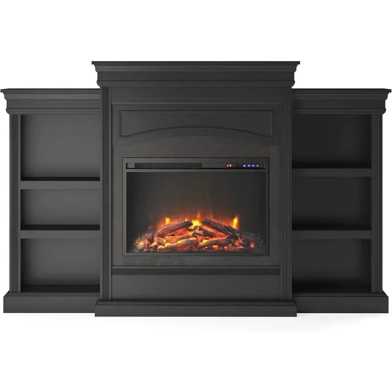 ZHENXIANG Lamont 69 Inch Electric Fireplace with Mantel, Shelves, Replaceable Fireplace Insert Heater, Remote Control,Timer