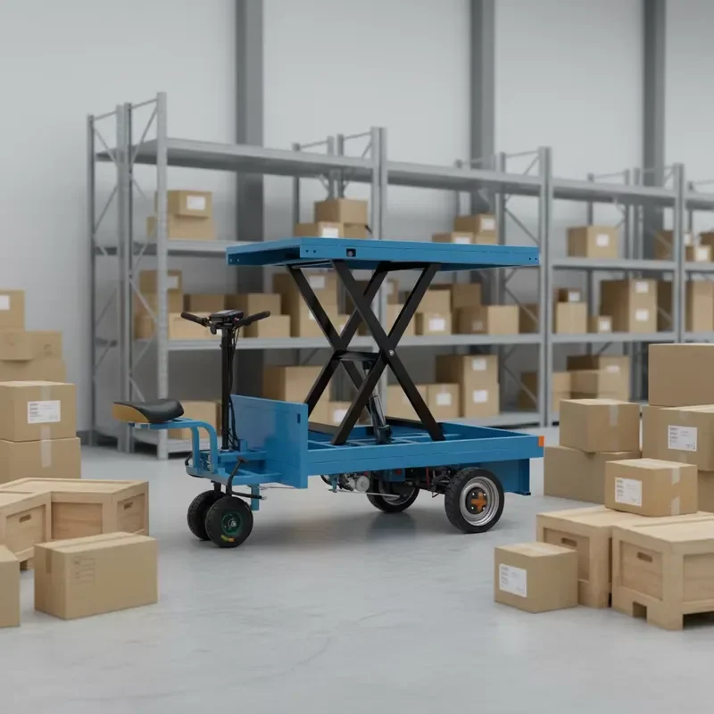 Hydraulic stainless steel pallet truck three-wheel scissor lift table can be OEM customized 100 kg load capacity industrial