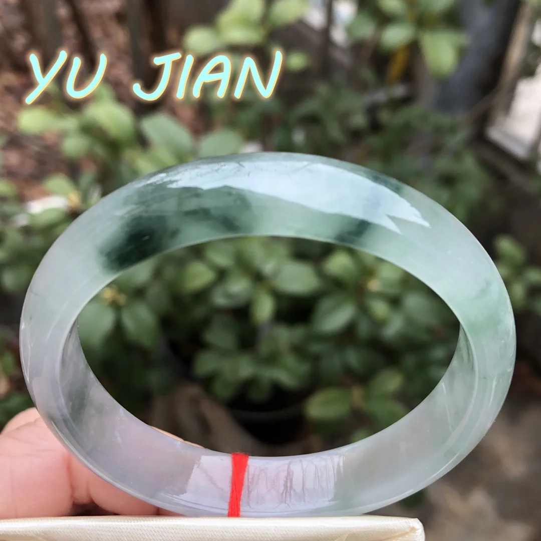 A Goods Emerald Bracelet Ice Species Floating Flowers Jadeite Bangle Transparent Jade Handring Exquisite High Quality Jewelry