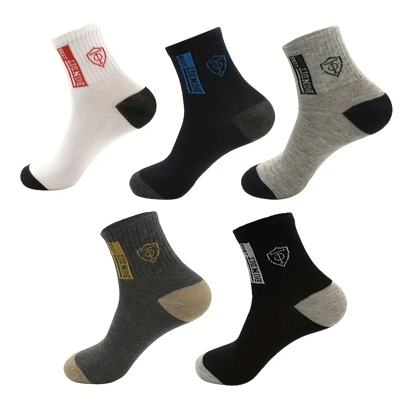 10 Pairs Men\'s All-Season Sports Socks Comfortable Breathable Soft Casual Crew Socks for Daily Wear Autumn Winter