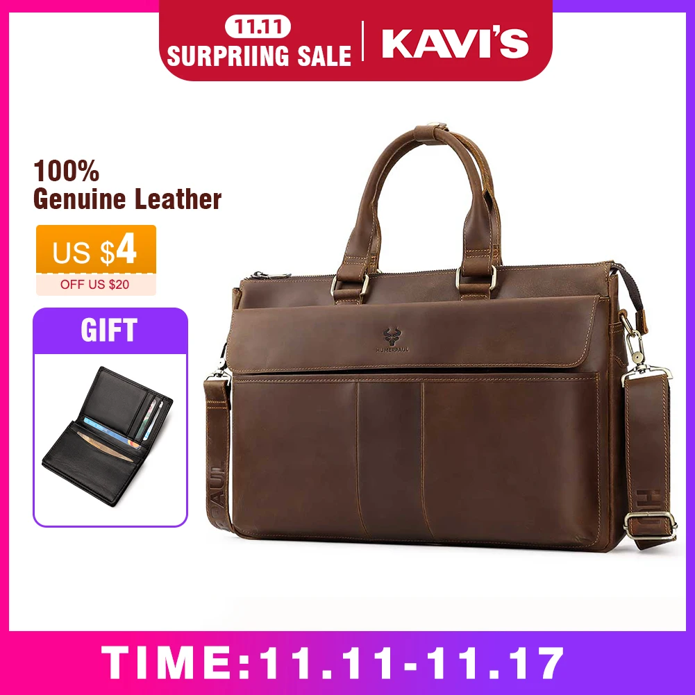 

Crazy Horse Leather Briefcase for Men Vintage Male Handbag Top Quality Cowhide Messenger Bag Shoulder Bag Fit 14inch Laptop Tote