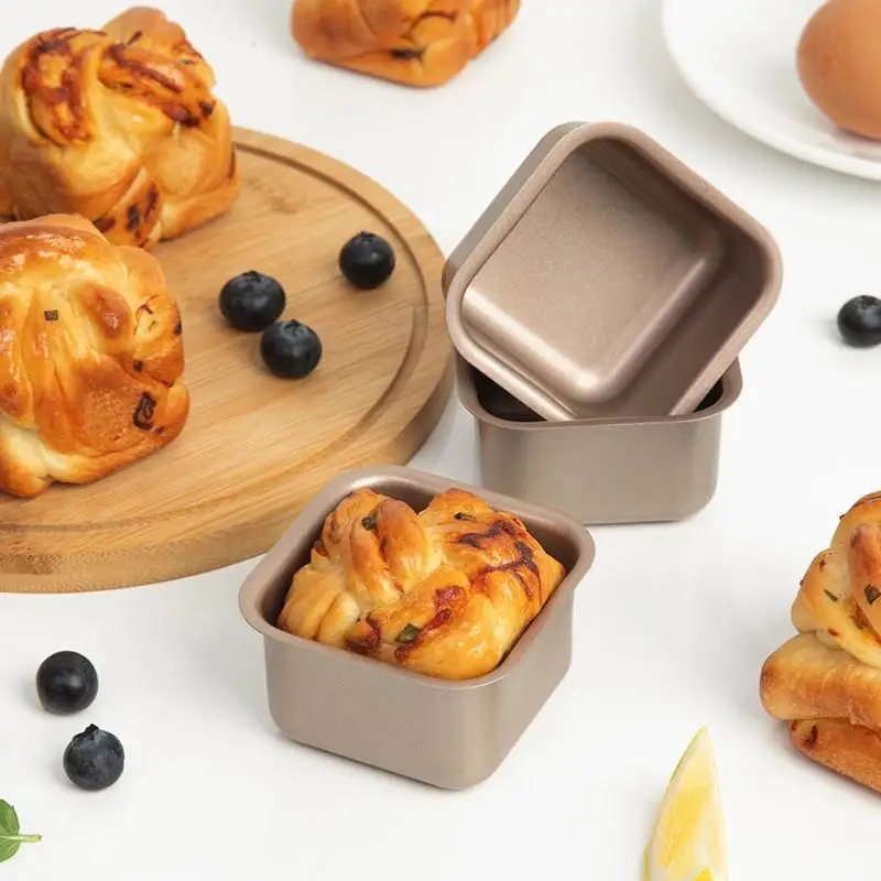Mini Square Baking Pan Non-Stick Bread Loaf Mold for Pound Cake, Toast, Brownies, Desserts and Home Baking