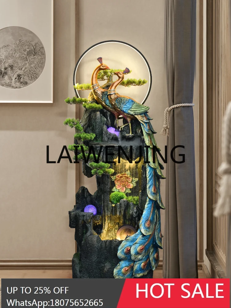 RWJ Peacock Fortune Cycle Flowing Water Ornaments Fengshui Wheel Fortune Landing Housewarming Happiness Gift