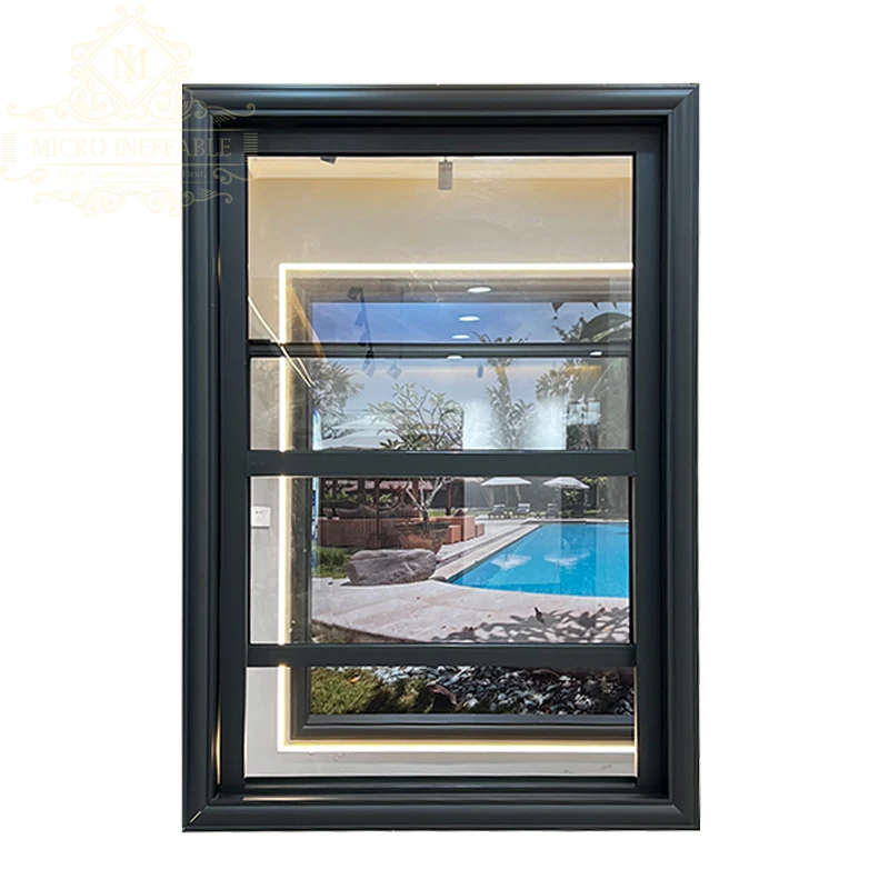 New Design Aluminum Glass Automatic Double Hung Living Room Windows