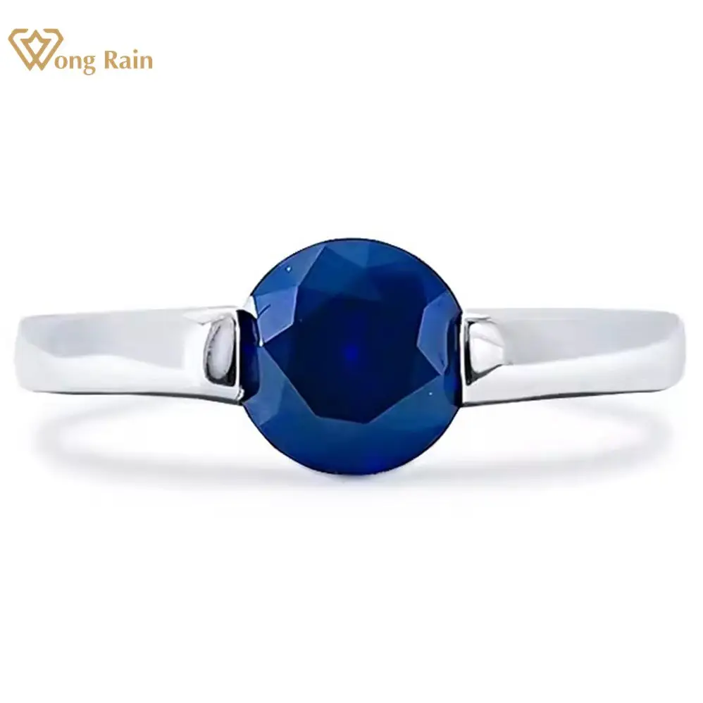 

Wong Rain, 100% 925 пробы, серебряное круглое кольцо 6,5 мм, 1CT, лабораторный сапфир, рубин, драгоценный камень, обручальное кольцо, ювелирные украшения, подарки