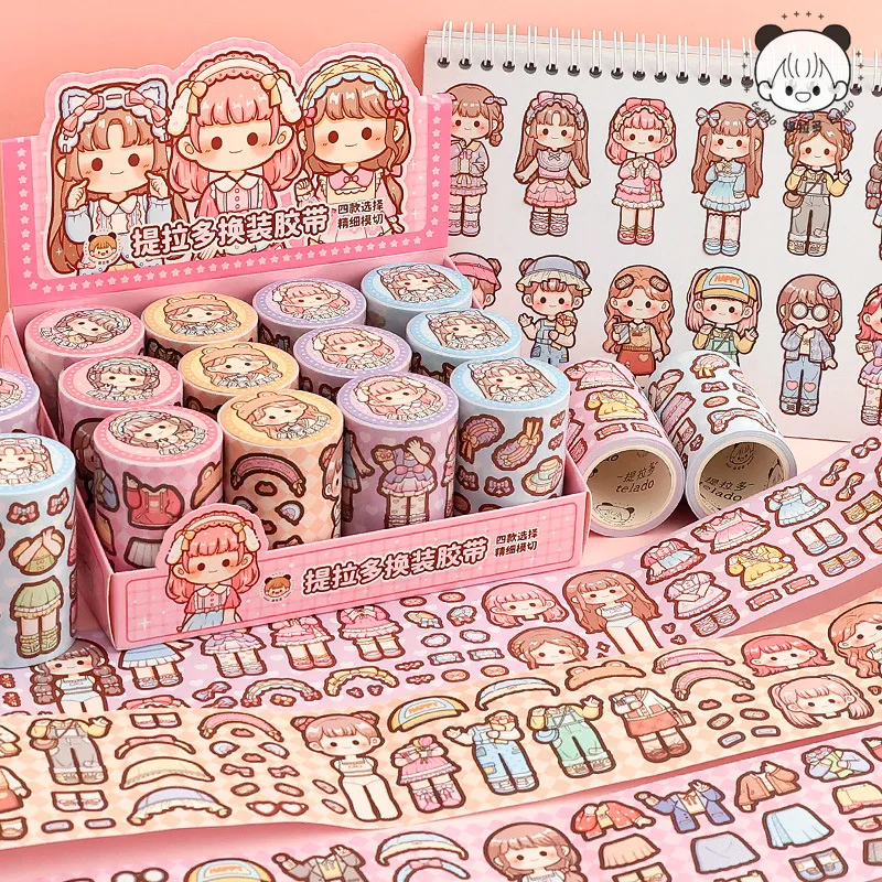 

Kawaii changing tape girl princess dressing changing stickers no cutting die cutting ledger Stationery stickers