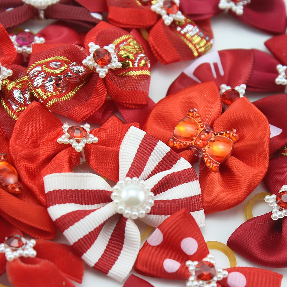 New 10/50 Pcs Wholesale Pet Pet Dog Cat Hair Bows Rubber Bands Rubber Bands Diamond Dog Accessories Small Dog Pet Supplies Cute