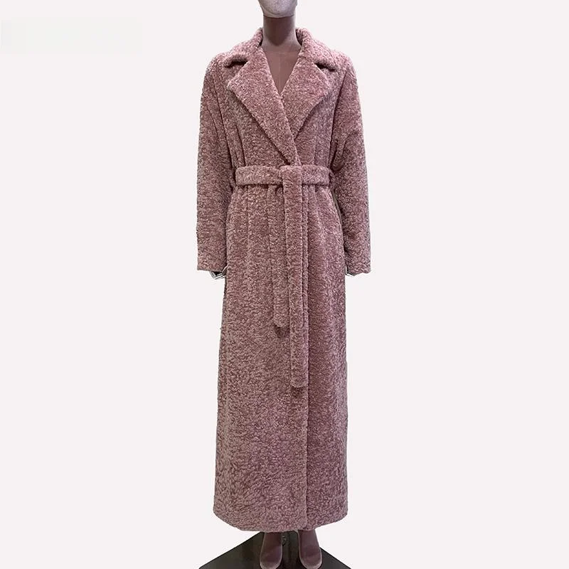 

Женская длинная шуба Nerazzurri в корейском стиле, осенне-зимнее пальто из искусственного меха, очень длинная плюшевая верхняя одежда